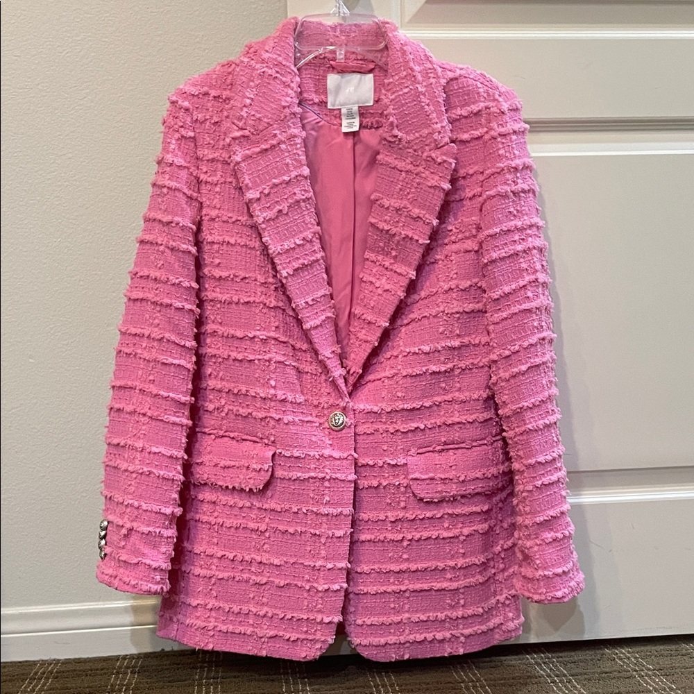 Pink Textured Women's Blazer
